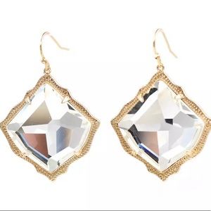 Mirrored Diamond Shaped Glass Earrings on Hooks
